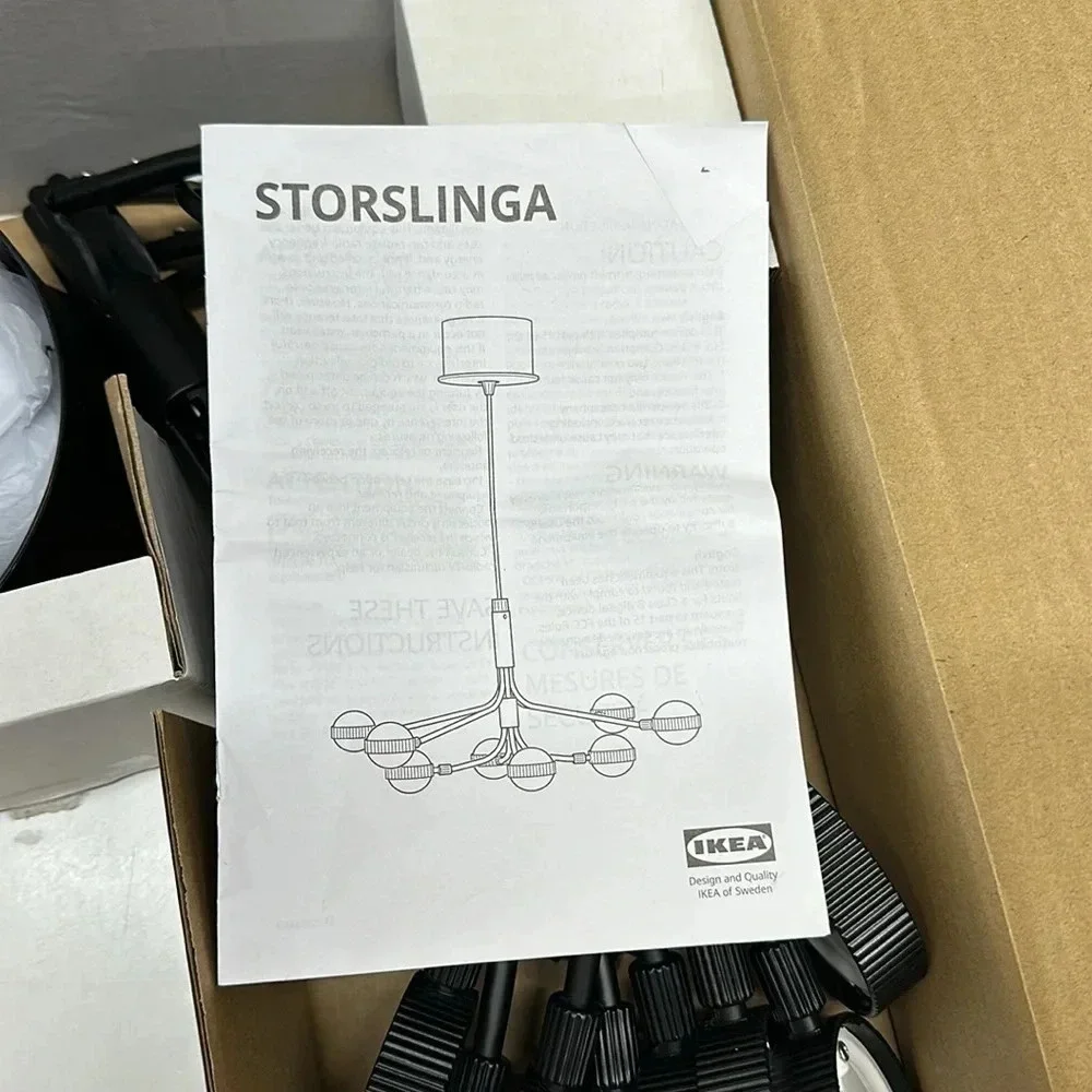 Ikea Storslinga LED Chandelier 8 Arm Ball Light Modern Fixture Black White New